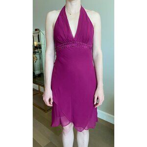 BCBGMAXAZRIA Purple Halter Cocktail Prom Dress